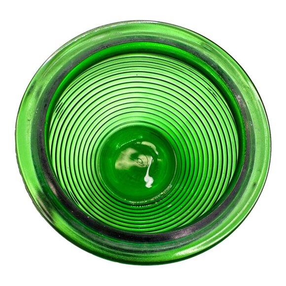 Vintage National Pottery Emerald Green Bee Hive Ribbed Glass Vase MCM EUC - Picture 4 of 9